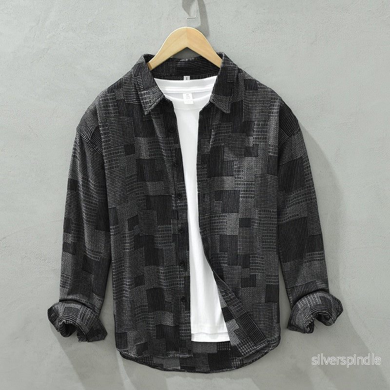 Ethan | Långärmad Jacquard Herrskjorta med Färgblock Ethan | Långärmad Jacquard Herrskjorta med Färgblock
