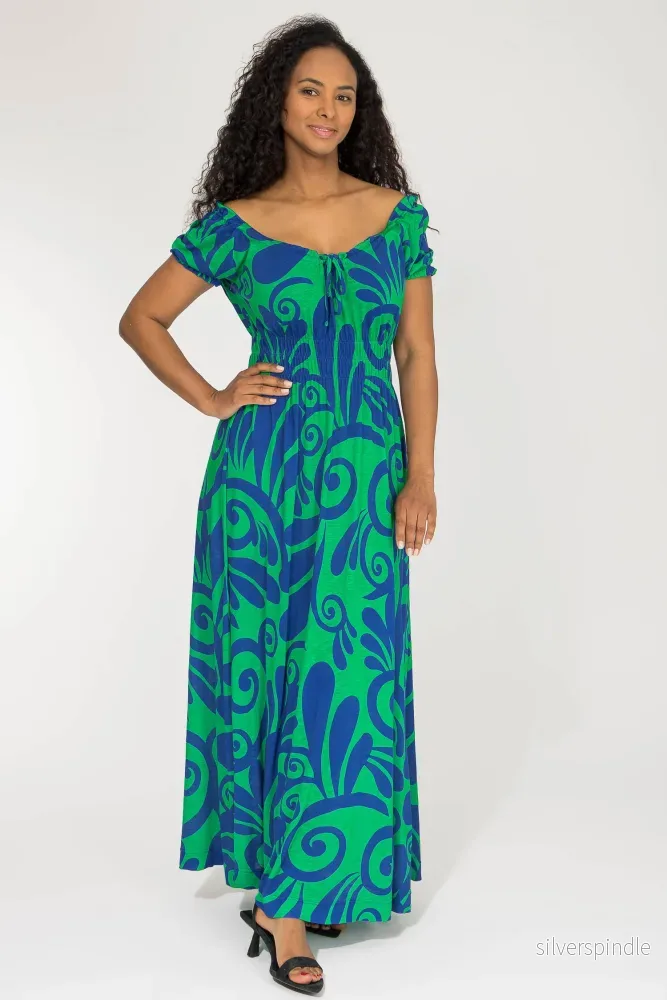 Drawstring dream maxi jersey dress - Blue-Green - Bild 3