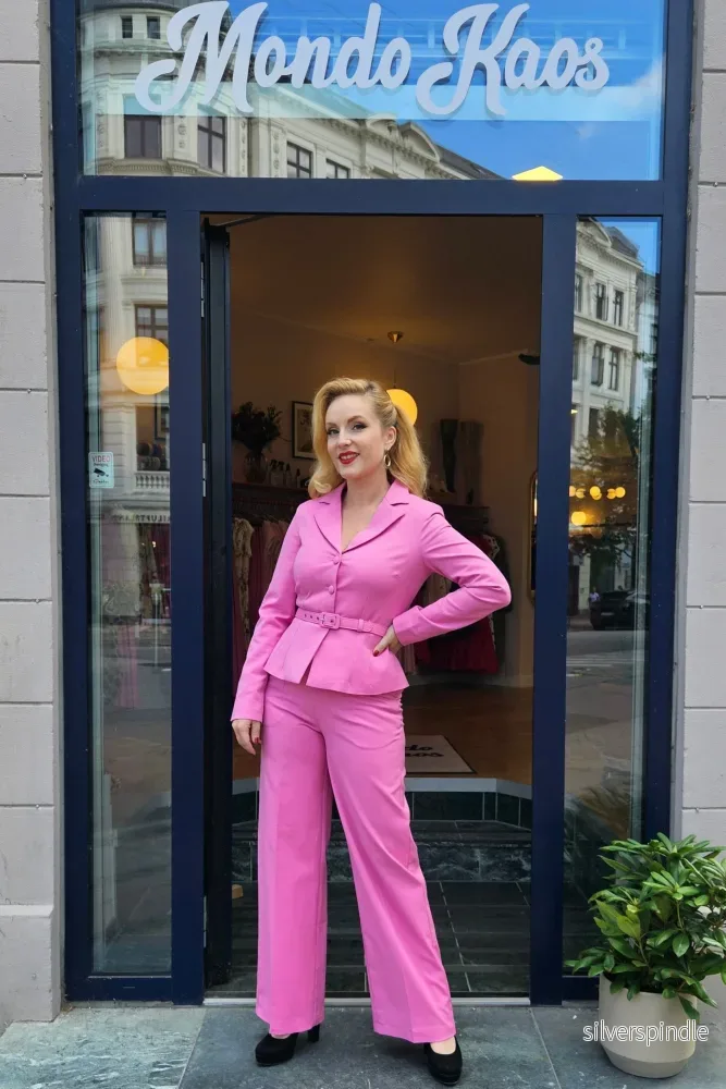 Billie byxor med hög midja - ceriserosa - Bild 3