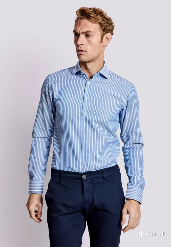 BS Angus Slim Fit Skjorta - Blue/White - Bild 3