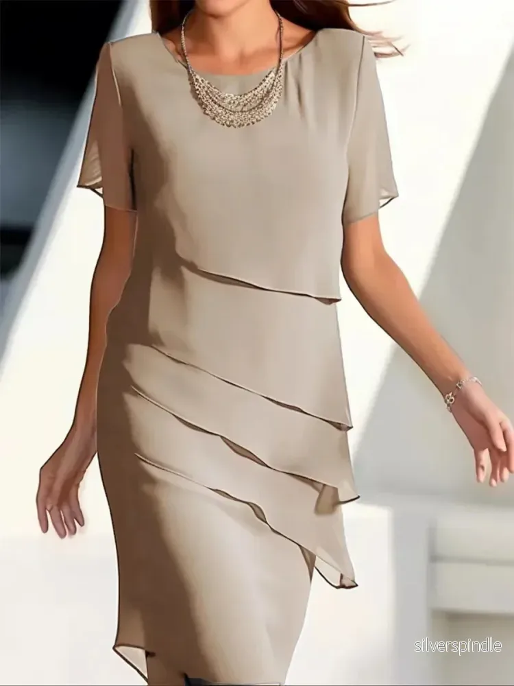 Sofia | Elegant Sommarklänning med Korta Ärmar och Asymmetrisk Design - Bild 2