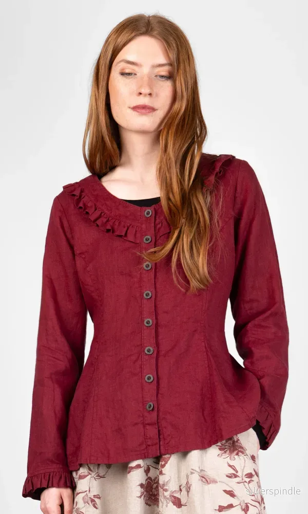 Blus med volanger och knäppning Blus med volanger och knäppning