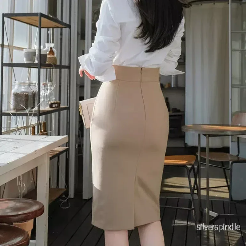 Sophia | Elegant Hög Midja Kontorskjol Med Strömlinjeformad Design - Bild 3