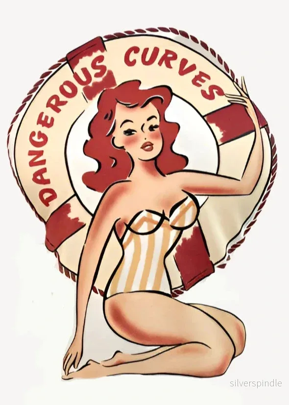T-shirt i 1950-talsstil – Dangerous curves T-shirt i 1950-talsstil – Dangerous curves