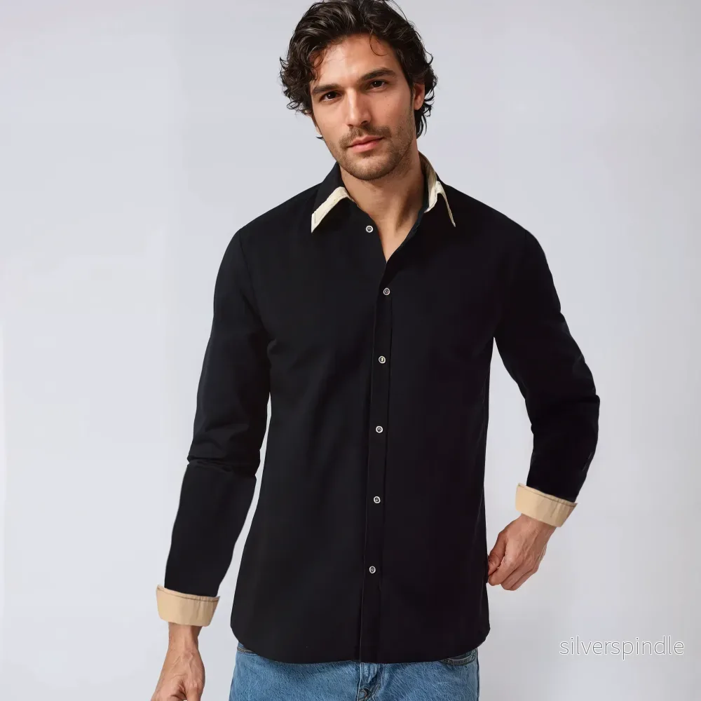 Klassisk Skjorta för Män med Kontrastdetaljer | Modern Design för Smart-Casual Stil Klassisk Skjorta för Män med Kontrastdetaljer | Modern Design för Smart-Casual Stil