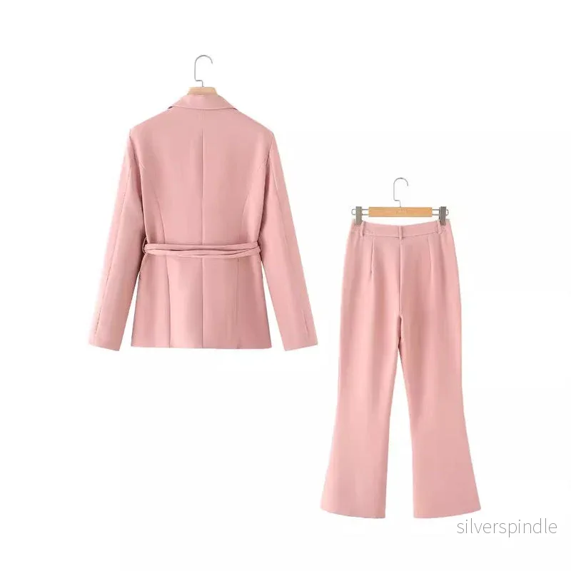 Olivia | Elegant Vårkavaj och Byxset med Skärp - Bild 2