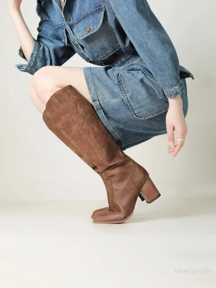 Västerländska Cowboystövlar | Ultralätta Högstövlar med Komfortfoder | Elegant Design för Vardag och Fest - Bild 2