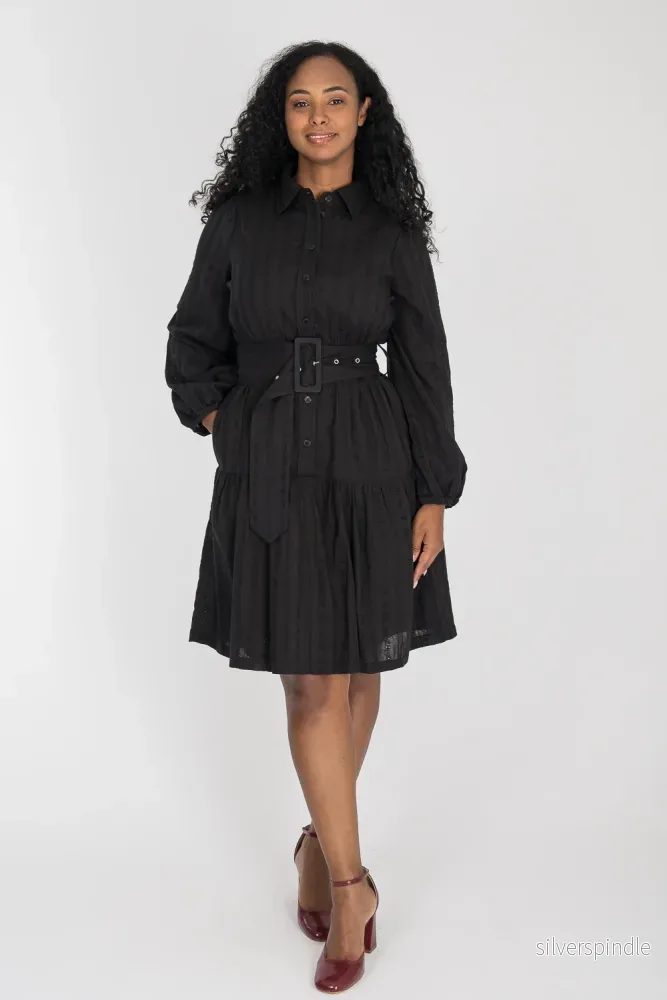 Shirt cotton lace short dress – Black Shirt cotton lace short dress – Black