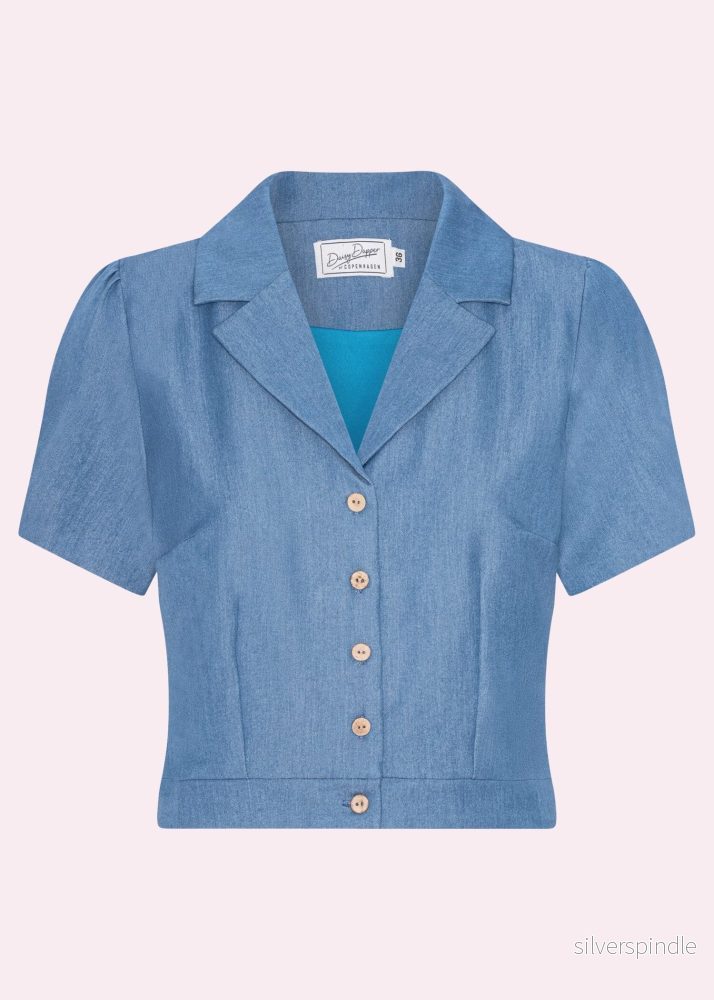 Daisy kortärmad skjorta – ljus denimblå Daisy kortärmad skjorta – ljus denimblå
