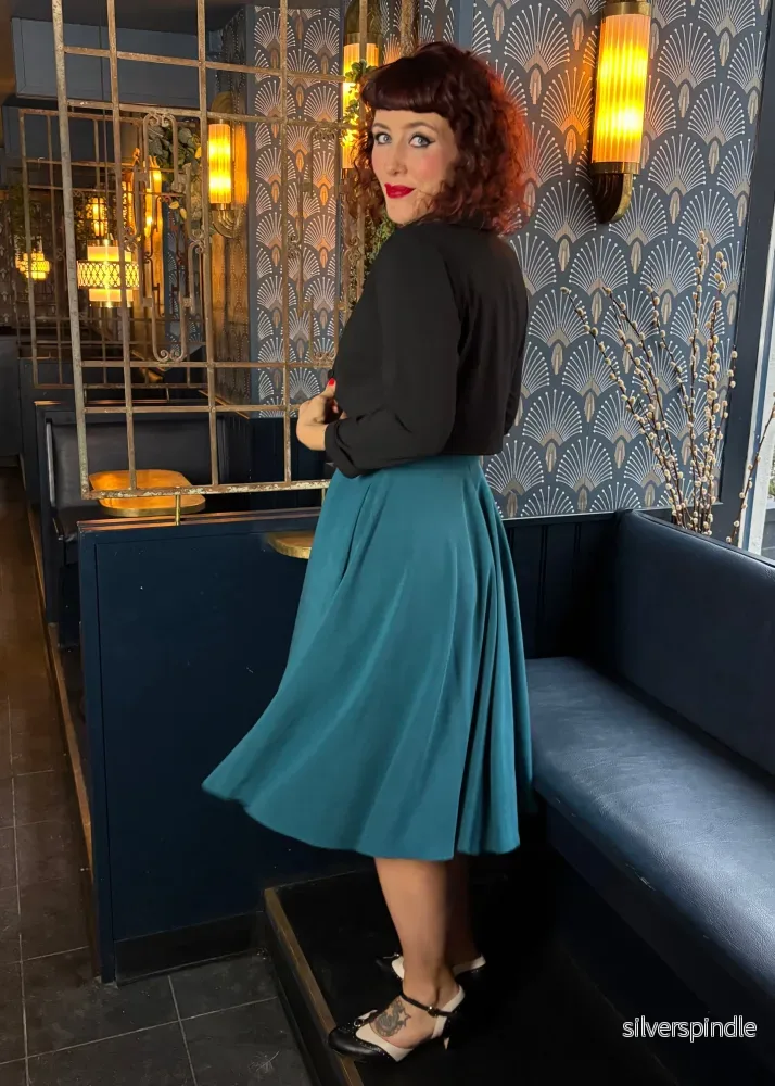 Rosie swingklänning med breda axelband - teal - Bild 3