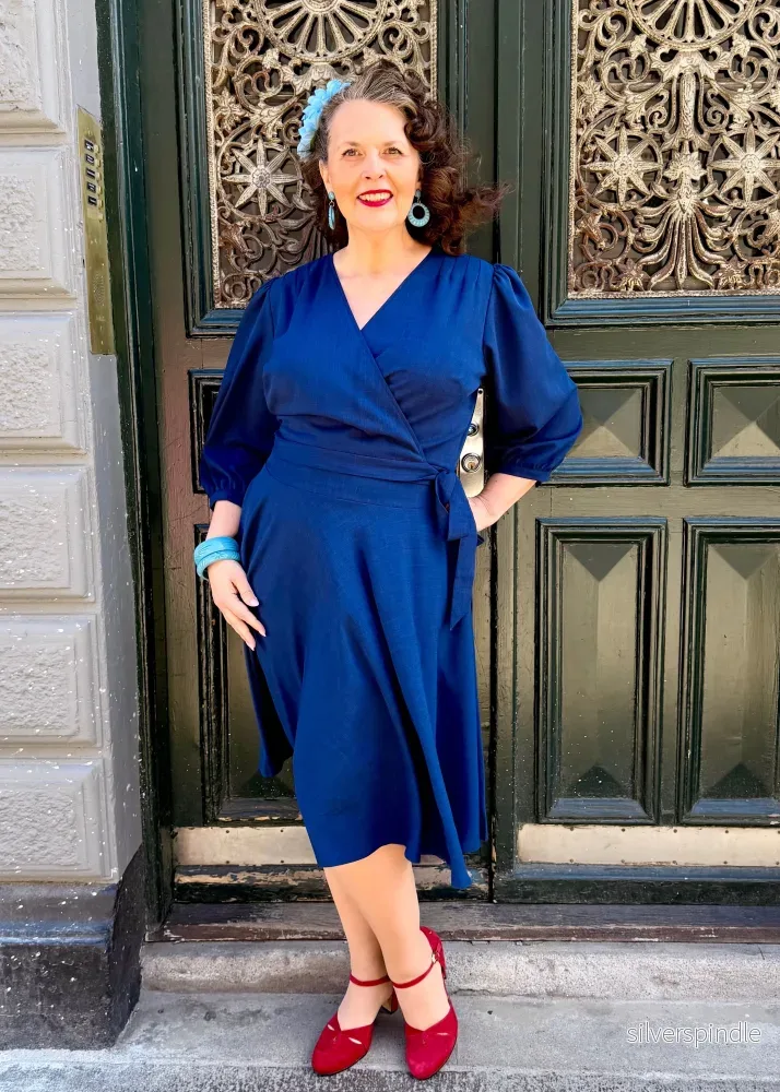1950-tals swingkjol - navy linen - Bild 2
