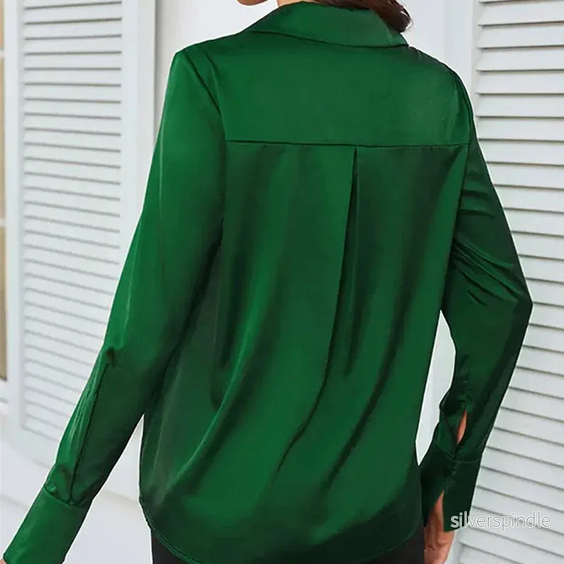 Mia | Elegant Långärmad Blus i Silkeskänsla för Dam - Bild 3
