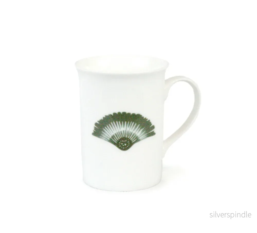 Kaffemugg Solfjäder Porslin Salviagrön 30cl