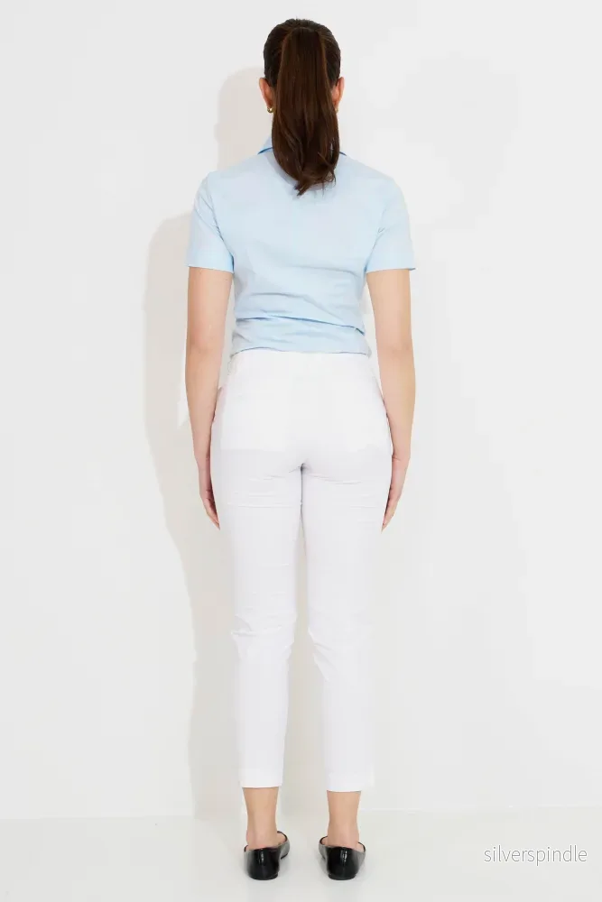 PANTALONE POP COTONE TENCEL ST 03771 - Vit - Bild 3