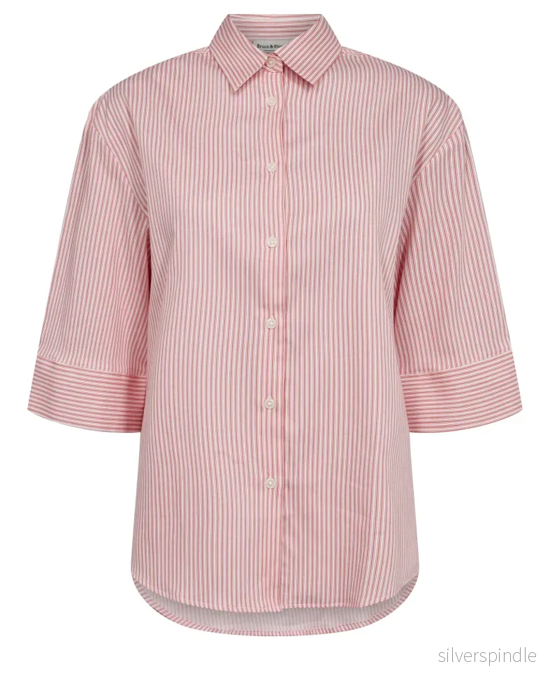 BS Talia Regular Fit Skjorta - Lipstick Red/White