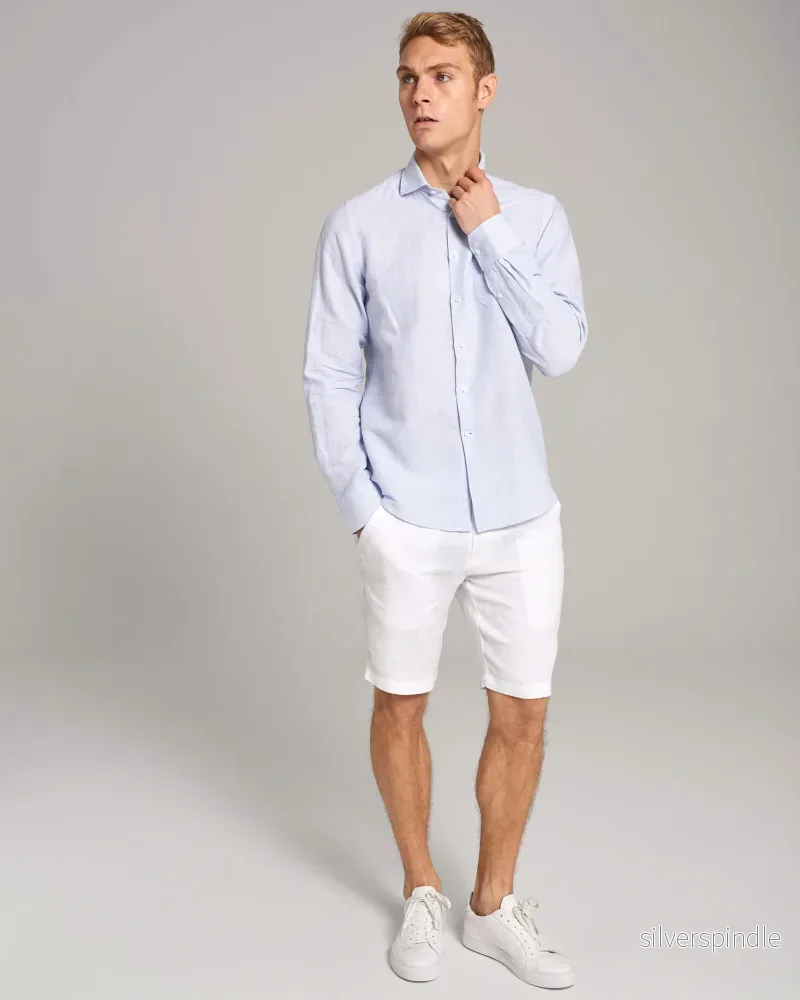 BS Alonso Casual Slim Fit Skjorta - Light Blue/White - Bild 3