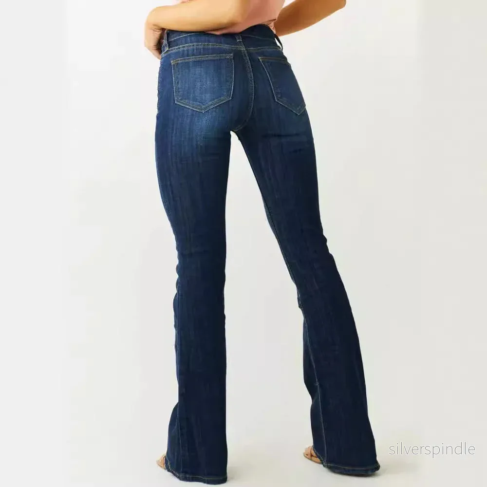 Sofia | Slitna Bootcut Jeans Dam med Medelhög Midja - Bild 2