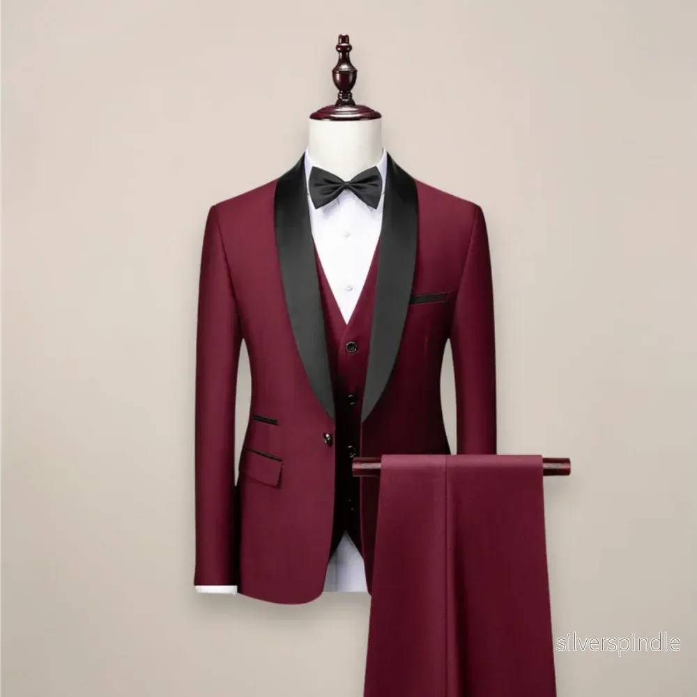 Elegant Tredelad Slim Fit Smoking för Män med Skräddarsydd Design | Tidlös Stil för Formella Tillfällen - Bild 2