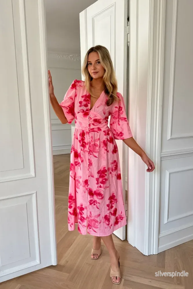 Sophie | Långärmad midiklänning med blommönster - Bild 3
