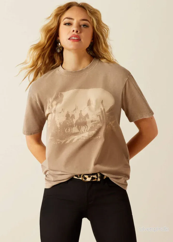 Ariat Western Murial SS T-shirt Washed Greige