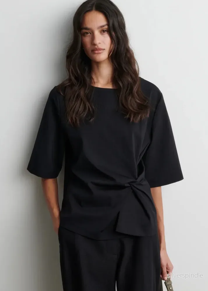 Second Female Arkai Drape Tee Black Second Female Arkai Drape Tee Black
