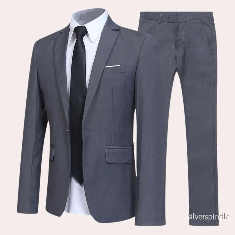 Elegant Slim Fit Kostym Herr | Enkelknäppt Kavaj med Tidlös Design | Perfekt för Formella Tillfällen - Bild 2