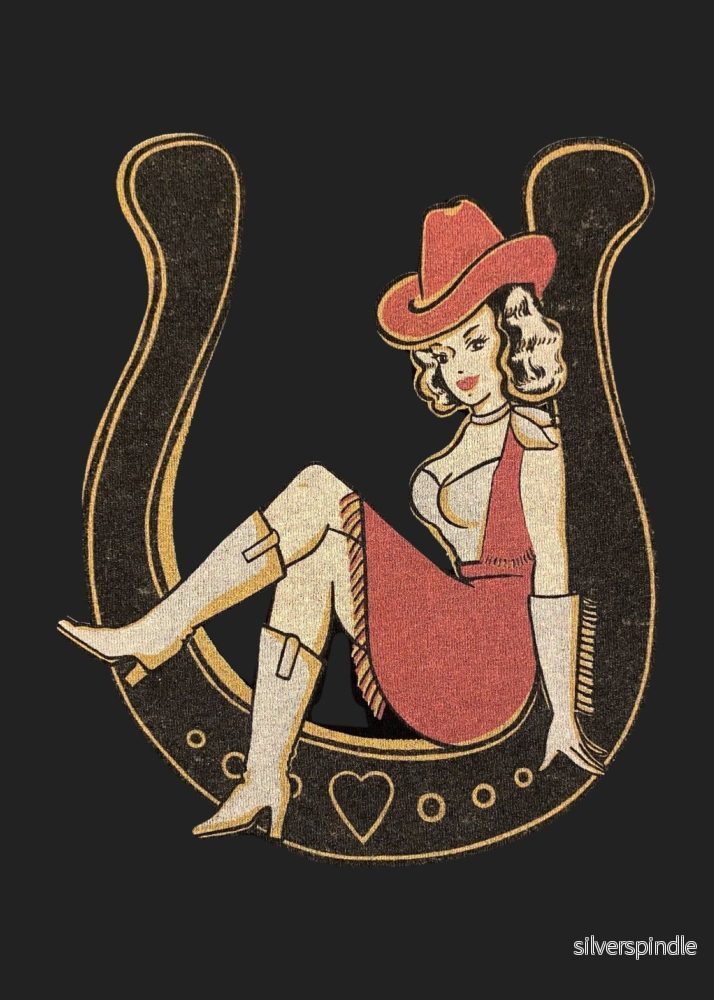 1950-tals T-shirt Lady Luck – svart