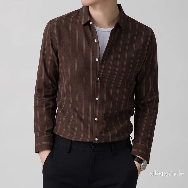 Ethan | Elegant Randig Långärmad Skjorta med Jacquarddetalj - Bild 2