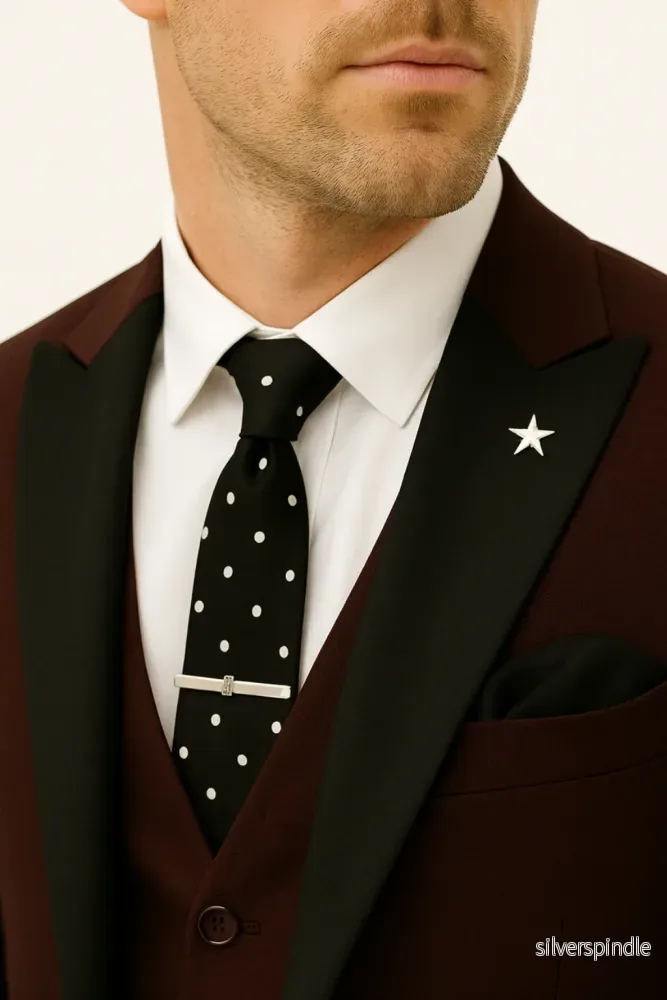 Elegant Tredelad Kostym Herr i Burgundy med Slimmad Passform | Perfekt för Affär och Bröllop - Bild 2