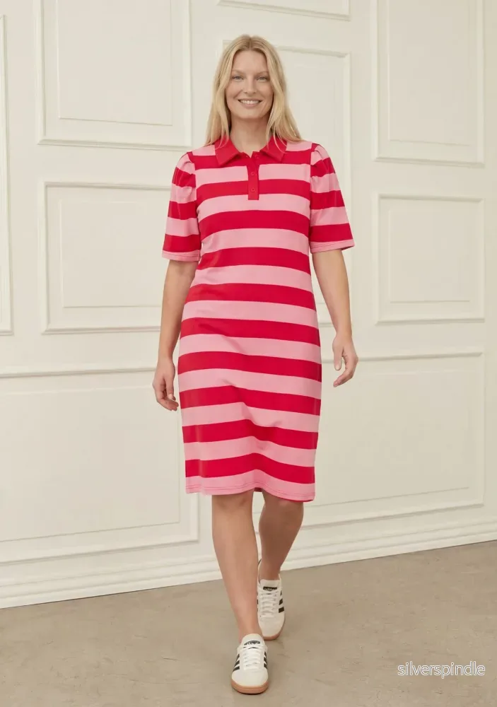 Ditte New Dress - Raspberry/Pink Stripe