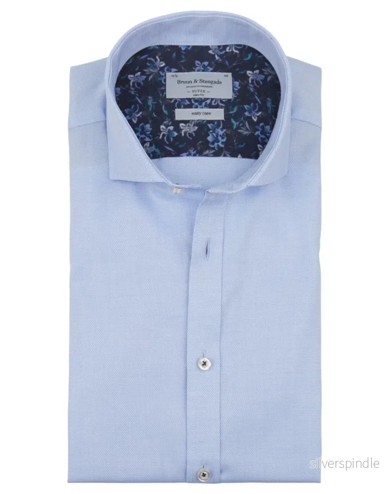BS Theis Super Slim Fit Skjorta - Ljusblå