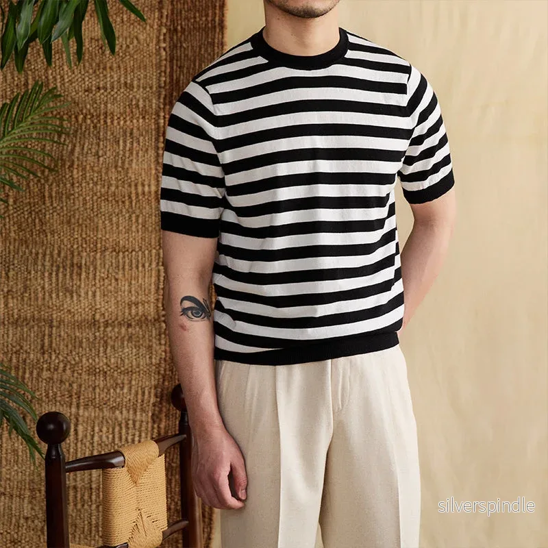 Noah | Randig Kortärmad Topp med Slim Fit