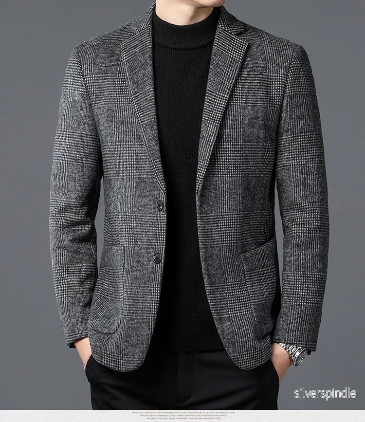 Elegant Kavaj | Glen Check Blazer med Tvåknappslås & Patchfickor | Stilren Design för Alla Tillfällen - Bild 3