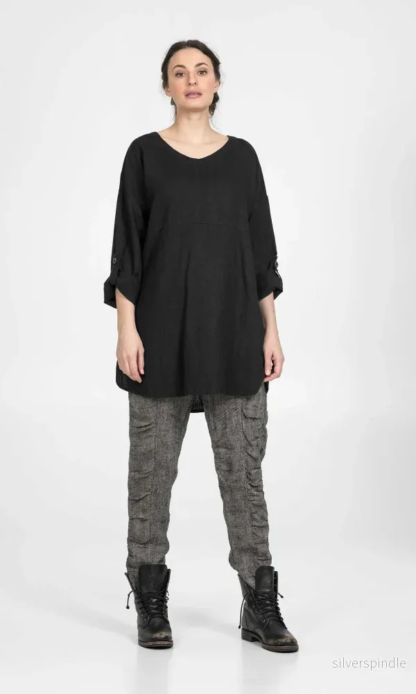 Linnetunika med uppvikbar ärm, oversize Linnetunika med uppvikbar ärm, oversize