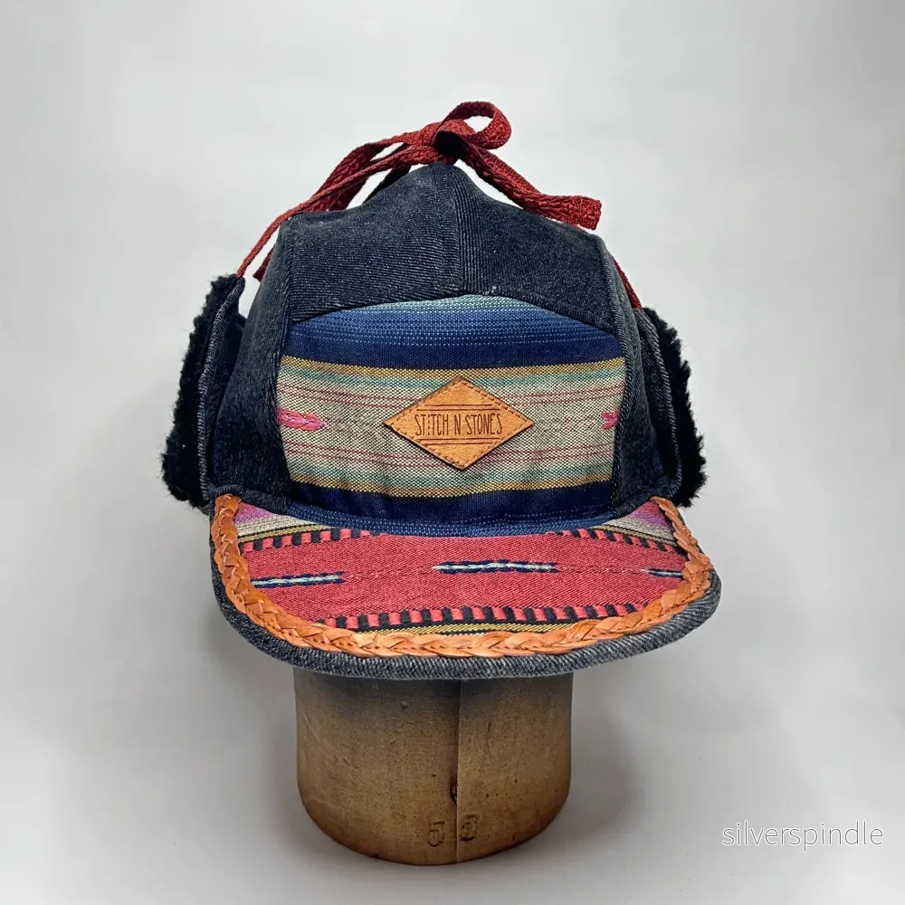 Vinterkeps 58-59cm - svart jeans, mönstrat - Bild 2