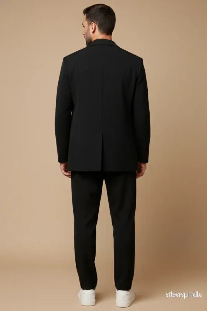 Elegant Kostym Herr | Slim Fit Tvådelad Kostym med Dubbelknäppt Kavaj | Skräddarsydd Design för Stil och Komfort - Bild 2