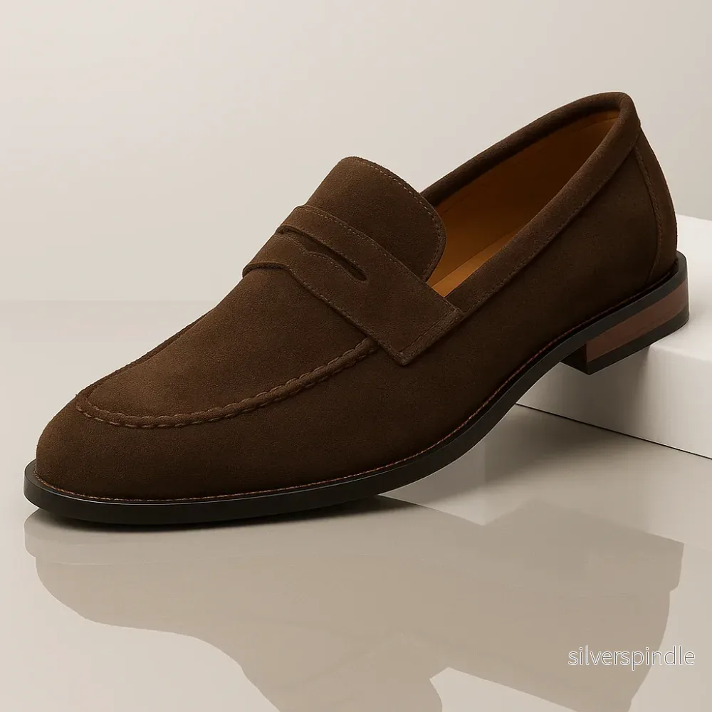 Ethan | Stylish Ergonomic Herr Loafers i Brun Mocka - Bild 2