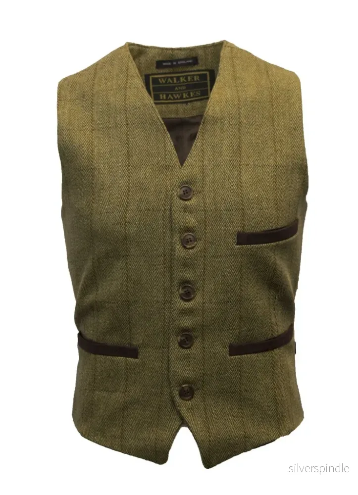 Walker & Hawkes Windsor - tweedväst Light Sage