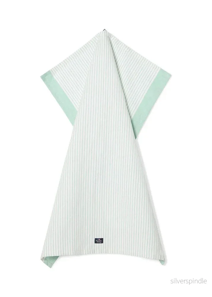 Lexington Striped Linen/Cotton Kitchen Towel GR/WH