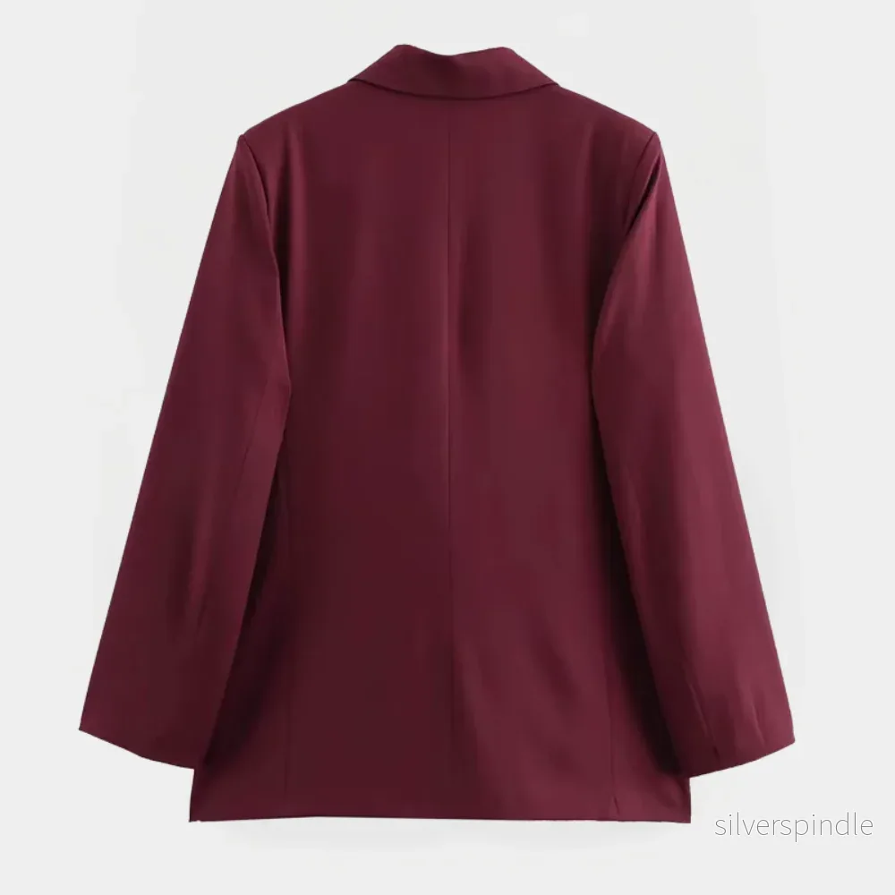 Skräddarsydd Kavaj Dam | Vinröd Blazer med Raffinerad Passform | Elegant Stil för Smart-Casual Look - Bild 3