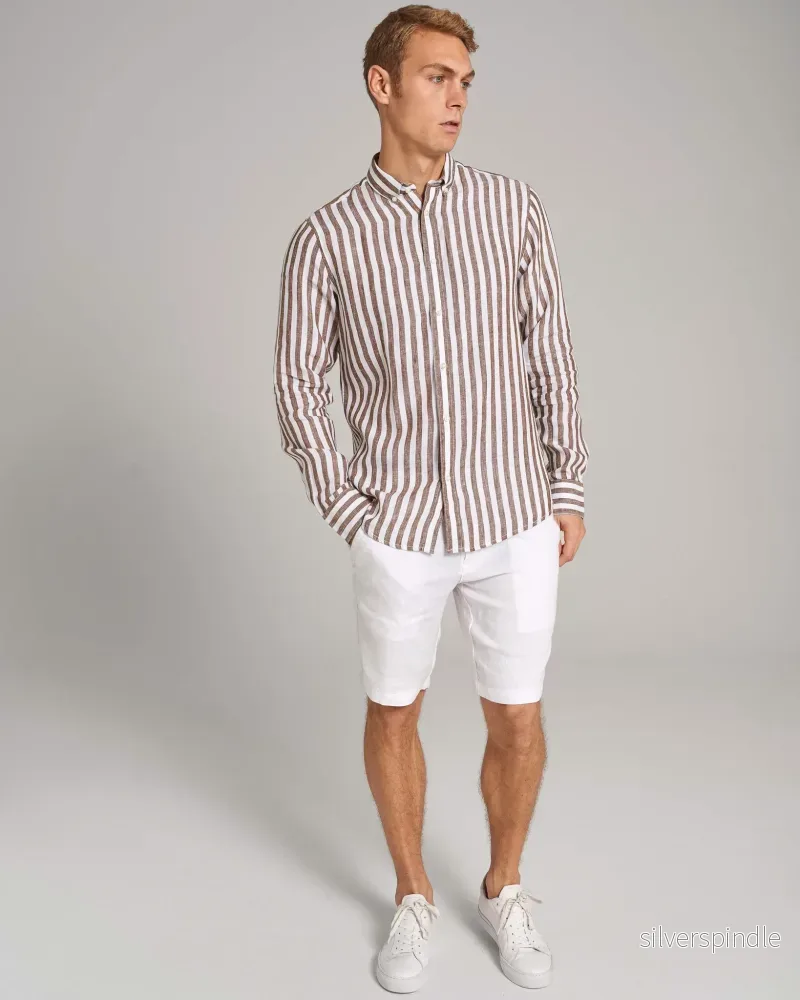 BS Esteban Casual Modern Fit Skjorta - Ochre/White - Bild 3