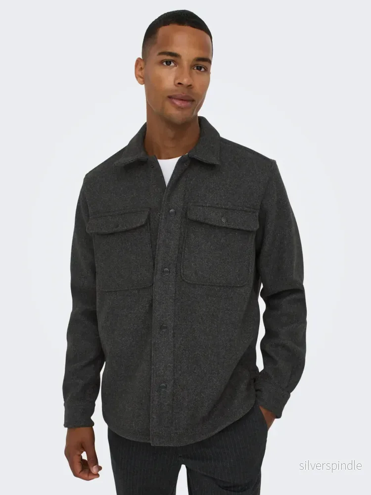 ASH OVERSHIRT WOOLEN LOOK BLACK - Bild 3