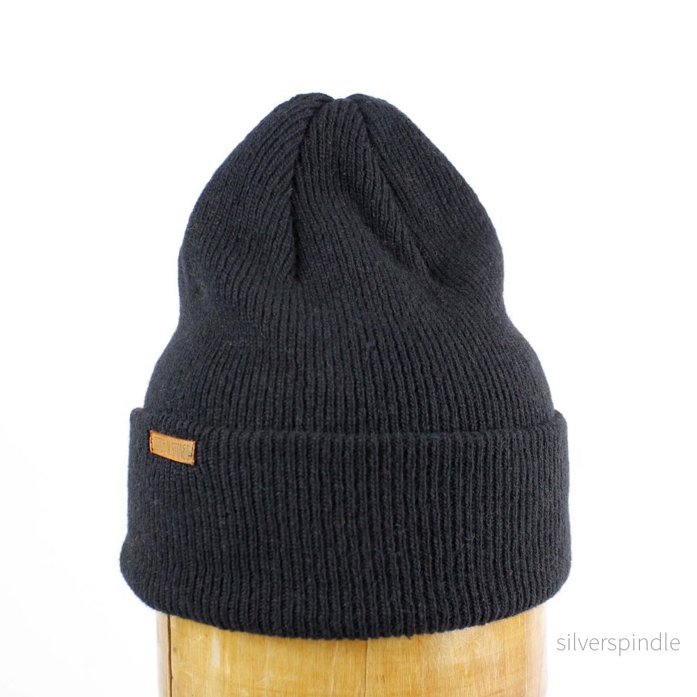 Lambswool Beanie with tiny leather logo Lambswool Beanie with tiny leather logo