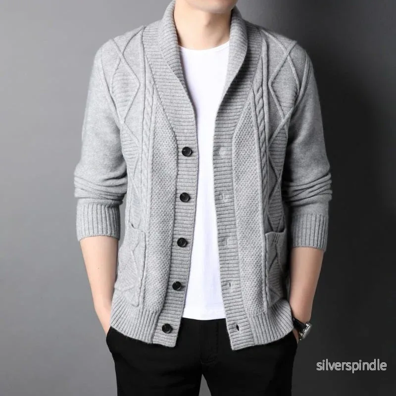 Liam | Avslappnad Långärmad Cardigan med Slagkrage - Bild 2