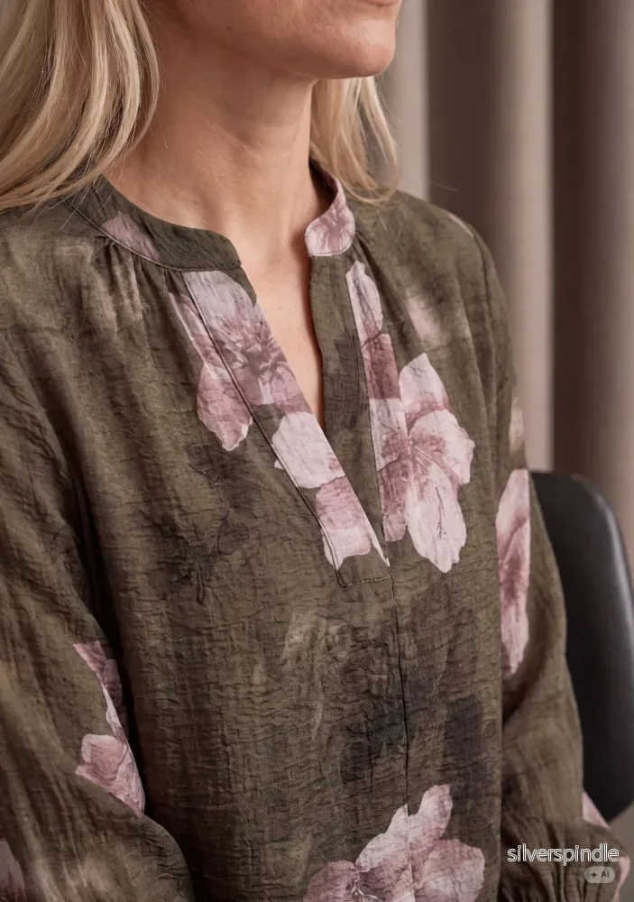 Ane Printed Blouse - Khaki Flowerdream - Bild 3