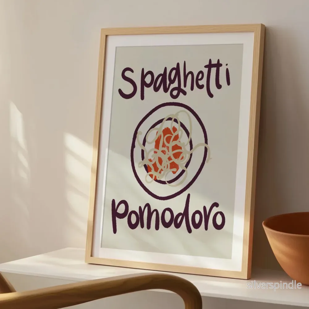Pastaposter Spaghetti Pomodoro i Aubergine Pastaposter Spaghetti Pomodoro i Aubergine