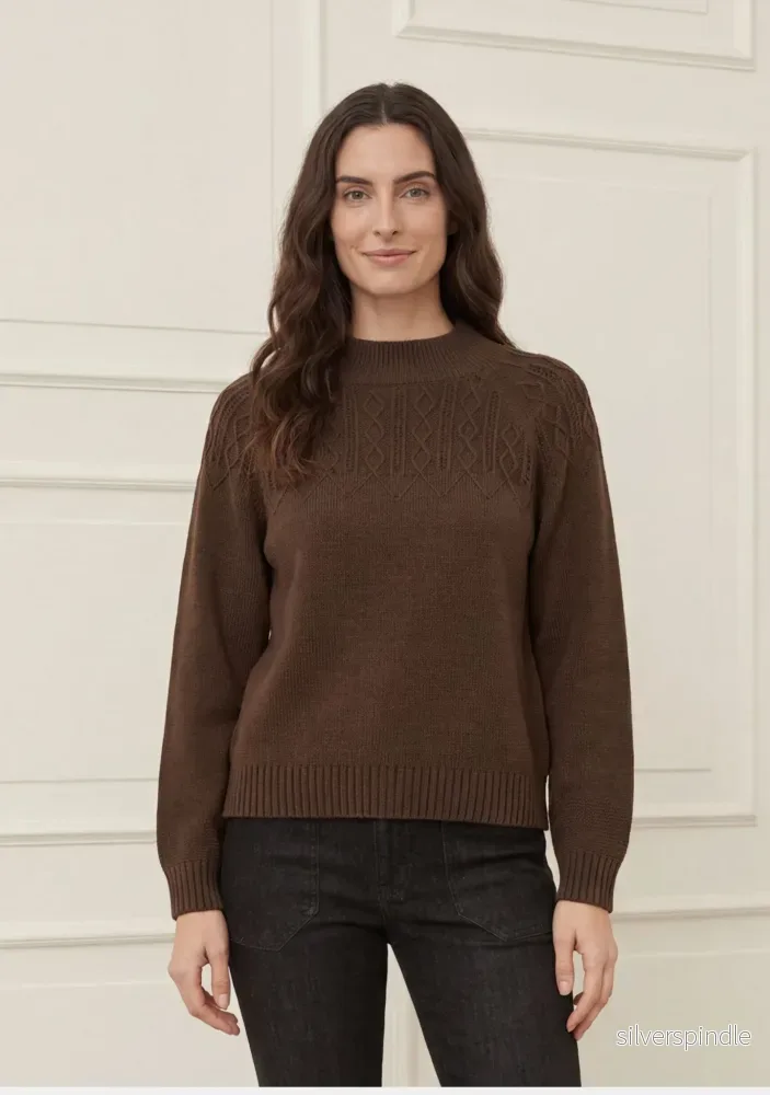 Gwen Pattern Pullover – Khaki Melange Gwen Pattern Pullover – Khaki Melange