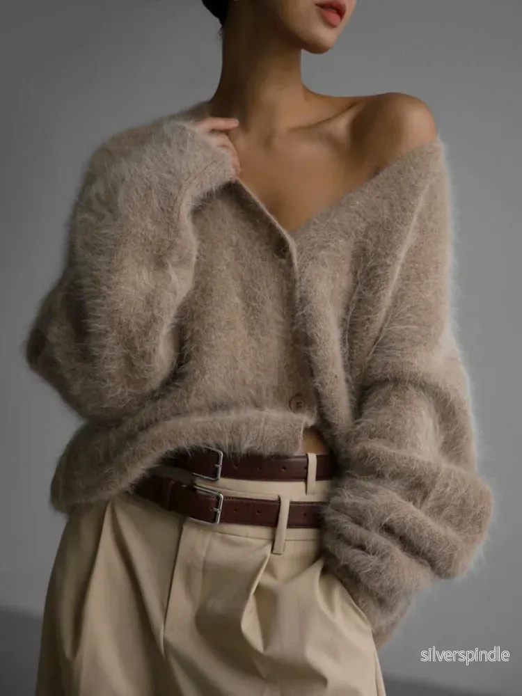 Elegant V-ringad Cardigan för Damer med Mjuk Passform | Perfekt för Alla Tillfällen - Bild 2