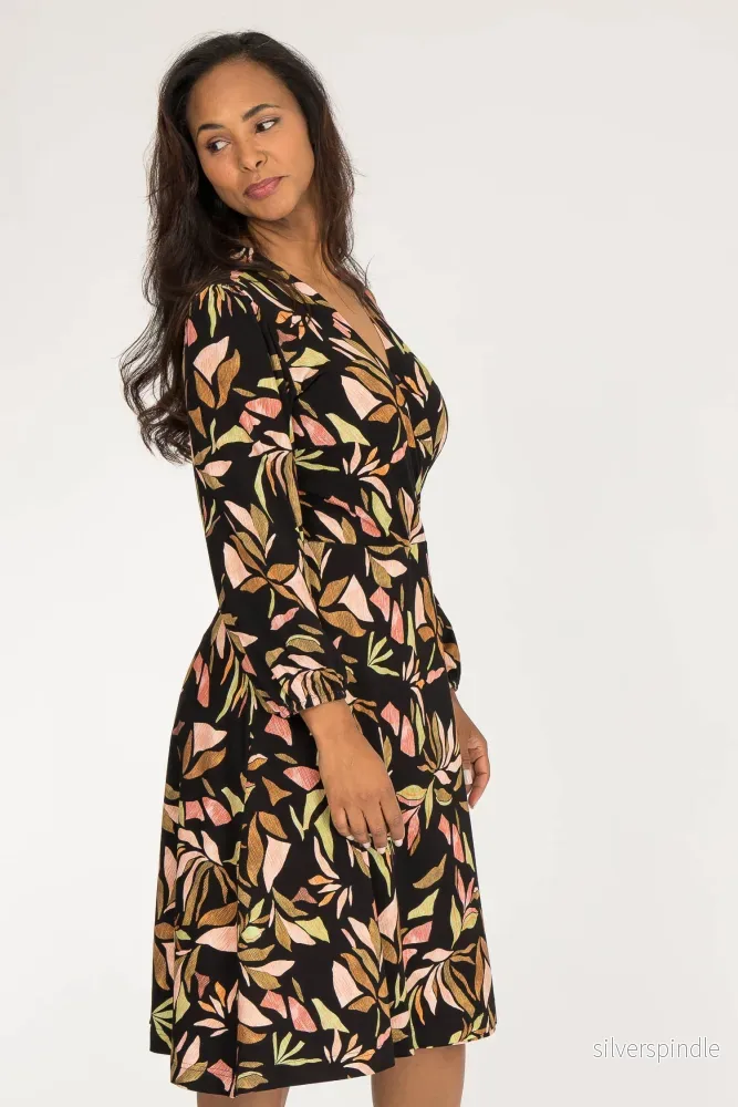 Slip-On wrap short jersey dress - Black printed - Bild 3