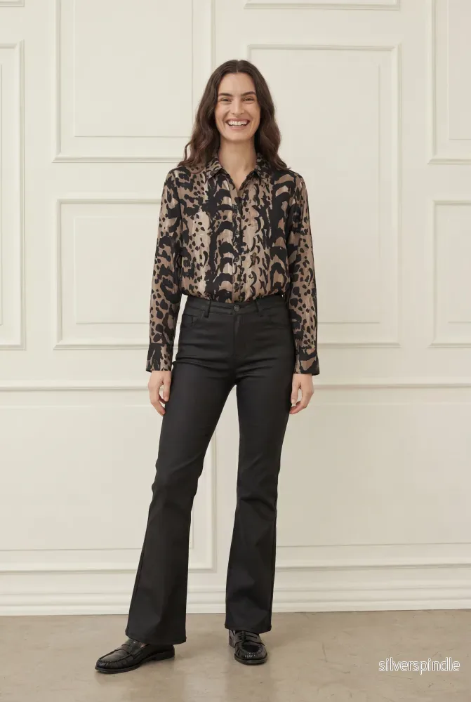 Isay Flare Coated Pant - Black - Bild 3